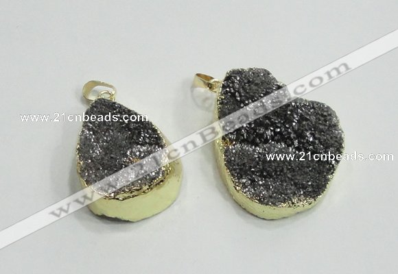 NGP2770 25*30mm - 30*40mm freeform plated druzy agate pendants