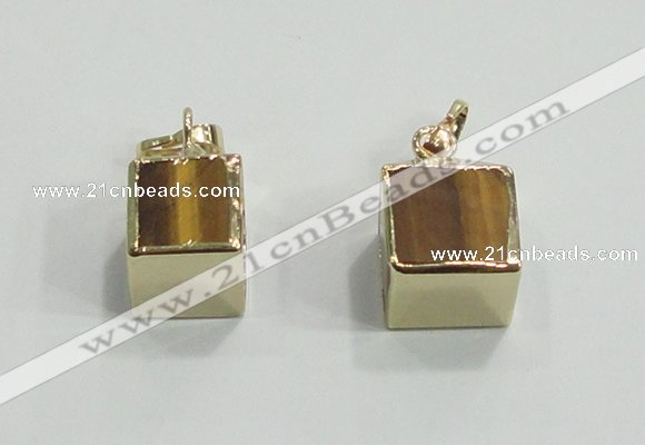 NGP2780 10*12mm - 12*14mm cube yellow tiger eye gemstone pendants