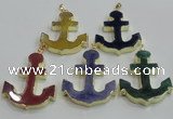 NGP2789 40*50mm anchor agate gemstone pendants wholesale