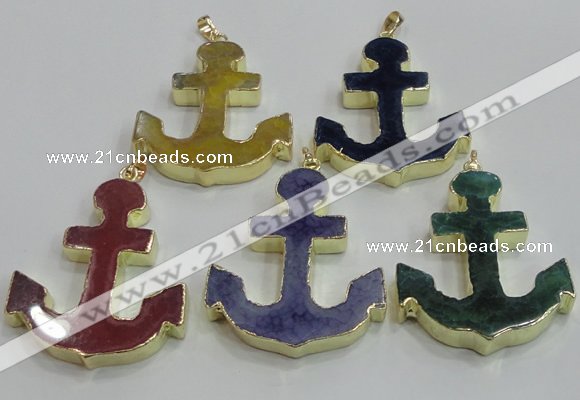 NGP2789 40*50mm anchor agate gemstone pendants wholesale