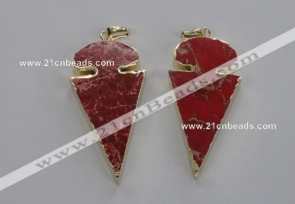 NGP2820 25*50mm - 27*55mm arrowhead sea sediment jasper pendants