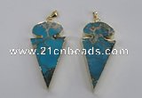 NGP2821 25*50mm - 27*55mm arrowhead sea sediment jasper pendants