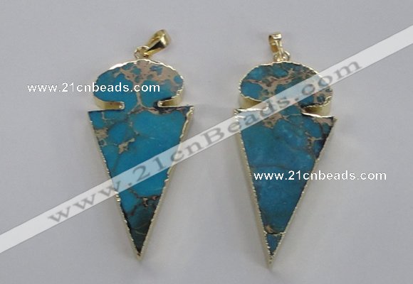 NGP2821 25*50mm - 27*55mm arrowhead sea sediment jasper pendants