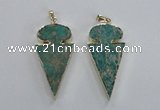 NGP2822 25*50mm - 27*55mm arrowhead sea sediment jasper pendants