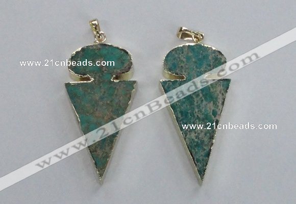 NGP2822 25*50mm - 27*55mm arrowhead sea sediment jasper pendants