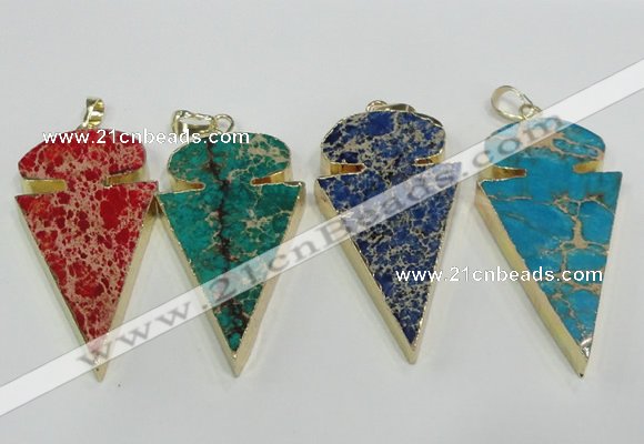 NGP2824 25*50mm - 27*55mm arrowhead sea sediment jasper pendants