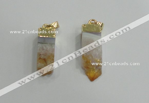 NGP2839 8*25mm - 12*40mm sticks druzy citrine gemstone pendants