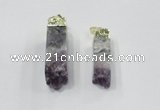 NGP2841 12*40mm - 14*50mm sticks druzy amethyst gemstone pendants