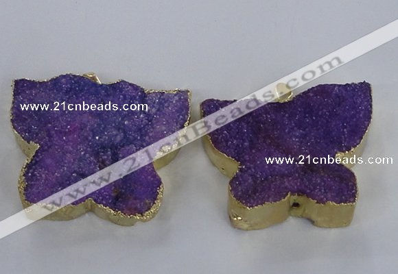 NGP2872 40*50mm - 45*55mm butterfly druzy agate pendants wholesale