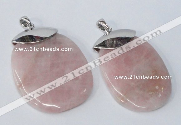 NGP2879 45*65mm - 50*70mm freeform rose quartz gemstone pendants