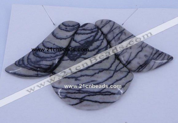 NGP29 Black water jasper gemstone pendants set jewelry wholesale