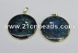 NGP2930 40*42mm flat round chrysocolla gemstone pendants