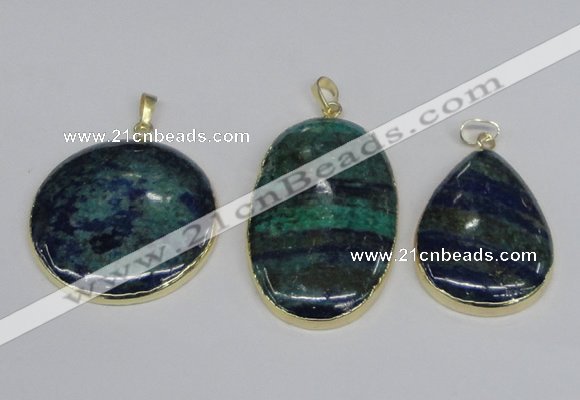 NGP2931 30*40mm - 30*50mm freeform chrysocolla gemstone pendants