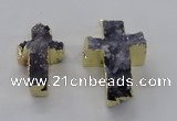 NGP2933 25*40mm – 30*50mm cross druzy agate gemstone pendants wholesale