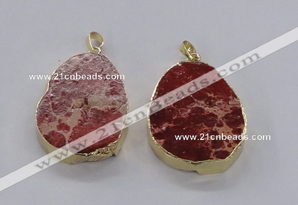 NGP2942 25*35mm – 35*45mm freeform sea sediment jasper pendants