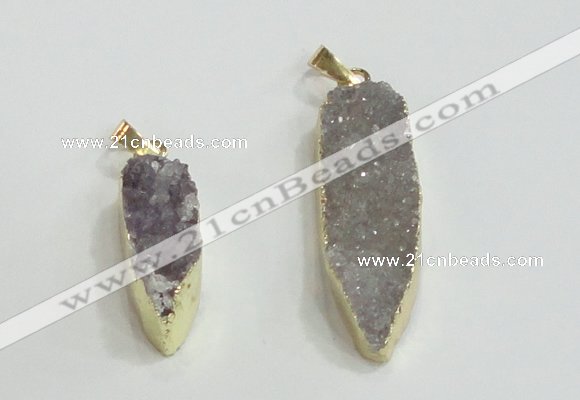 NGP2953 10*25mm - 12*40mm freeform druzy agate pendants wholesale