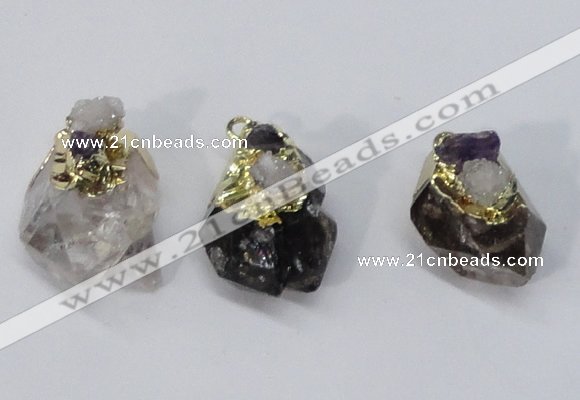 NGP2958 18*25mm - 20*35mm freeform mixed quartz pendants