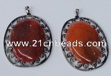 NGP2971 50*60mm oval agate gemstone pendants wholesale