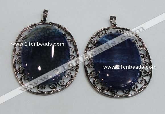 NGP2972 50*60mm oval agate gemstone pendants wholesale