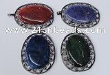 NGP2974 50*60mm oval agate gemstone pendants wholesale