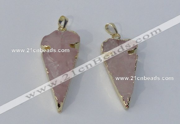 NGP3027 15*35mm – 20*50mm arrowhead rose quartz gemstone pendants