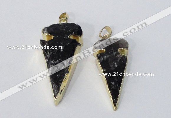 NGP3030 15*35mm – 20*50mm arrowhead smoky quartz gemstone pendants