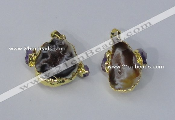 NGP3036 20*30mm – 25*35mm freeform druzy agate pendants