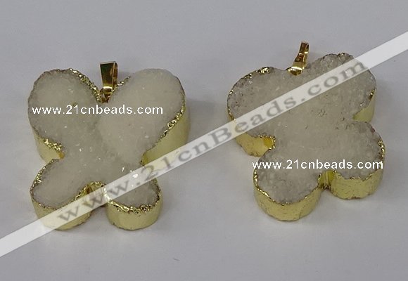 NGP3040 25*30mm - 30*35mm butterfly druzy agate pendants wholesale