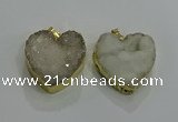 NGP3047 30*30mm heart druzy agate gemstone pendants