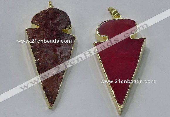 NGP3052 25*50mm - 28*55mm arrowhead agate pendants wholesale