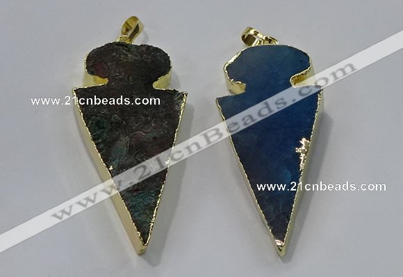 NGP3054 25*50mm - 28*55mm arrowhead agate pendants wholesale