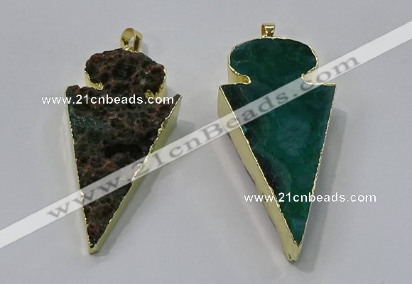 NGP3055 25*50mm - 28*55mm arrowhead agate pendants wholesale