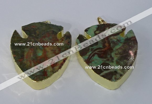 NGP3068 35*40mm – 40*45mm arrowhead ocean agate pendants