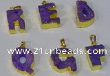 NGP3072 20*25mm - 25*30mm letter druzy agate pendants wholesale