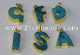 NGP3074 20*25mm - 25*30mm letter druzy agate pendants wholesale