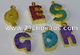 NGP3076 20*25mm - 25*30mm letter druzy agate pendants wholesale