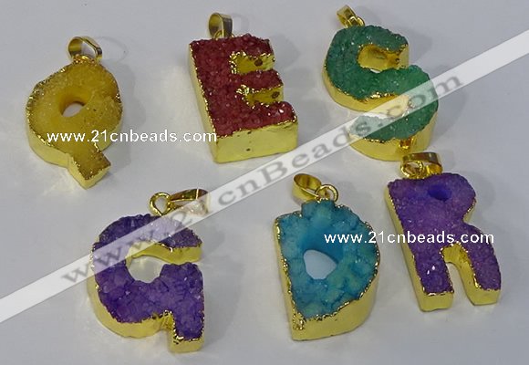 NGP3076 20*25mm - 25*30mm letter druzy agate pendants wholesale