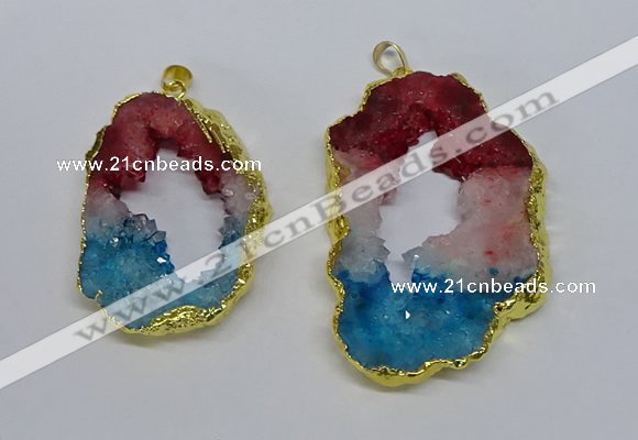 NGP3092 30*45mm – 40*60mm freeform druzy agate pendants