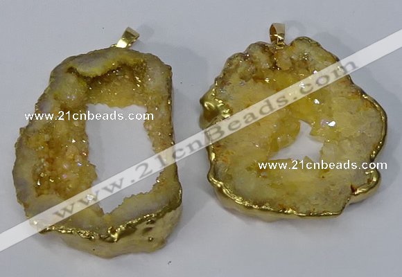 NGP3136 25*35mm - 40*50mm freeform plated druzy agate pendants