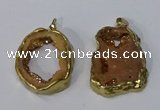 NGP3142 25*35mm - 40*50mm freeform plated druzy agate pendants