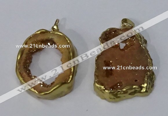 NGP3142 25*35mm - 40*50mm freeform plated druzy agate pendants