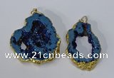 NGP3144 25*35mm - 40*50mm freeform plated druzy agate pendants