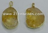 NGP3160 25*35mm - 30*40mm freeform citrine gemstone pendants