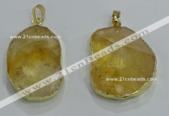 NGP3160 25*35mm - 30*40mm freeform citrine gemstone pendants