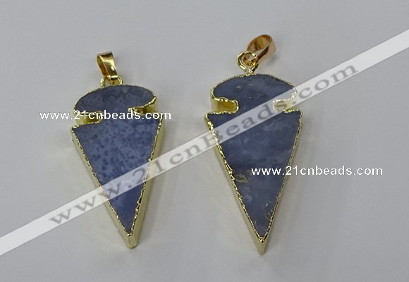 NGP3208 18*35mm - 20*40mm arrowhead blue lace agate pendants