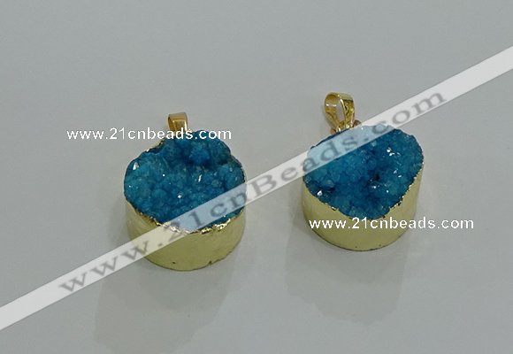 NGP3258 20mm - 22mm coin druzy agate pendants wholesale