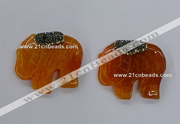 NGP3261 40*48mm - 45*50mm elephant agate gemstone pendants