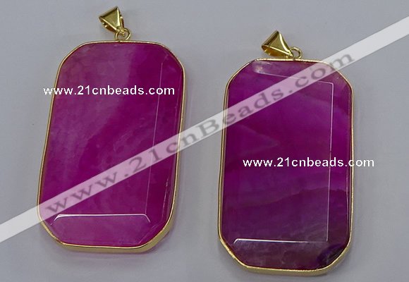 NGP3282 35*60mm octagonal agate gemstone pendants wholesale