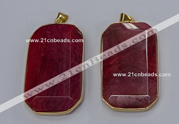 NGP3283 35*60mm octagonal agate gemstone pendants wholesale