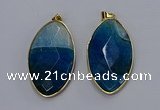 NGP3288 33*55mm faceted marquise agate gemstone pendants wholesale